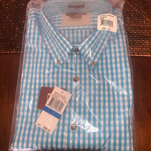 MICHAEL Michael Kors Other - Michael Kors holiday Core Kors aqua gingham shirt